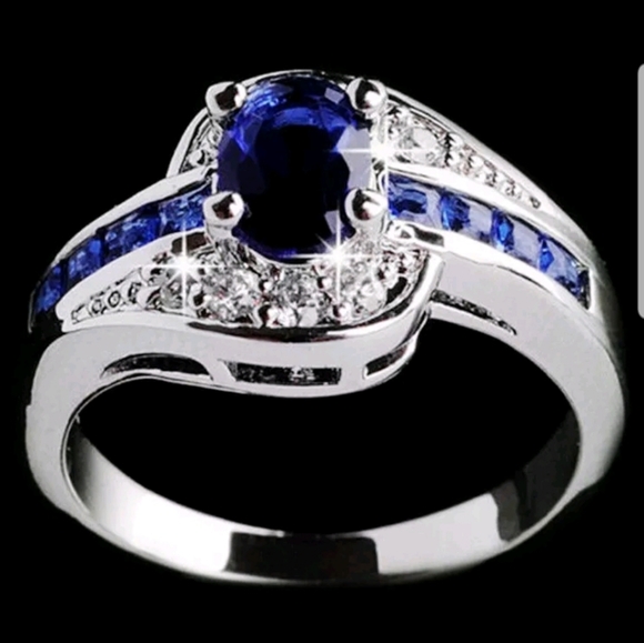 Huitan Jewelry - New alloy blue sapphire ring women